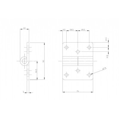 Hinge Heavy Duty Small With Holes Left Hand