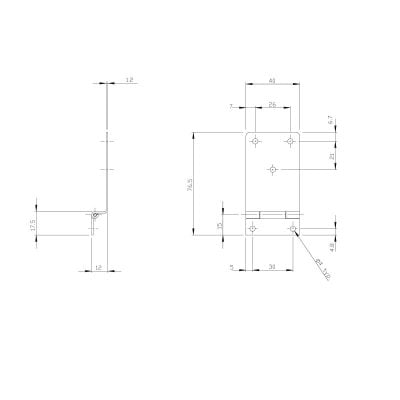 Hinge Short Bend Big Side 90deg Angel Stainless Steel