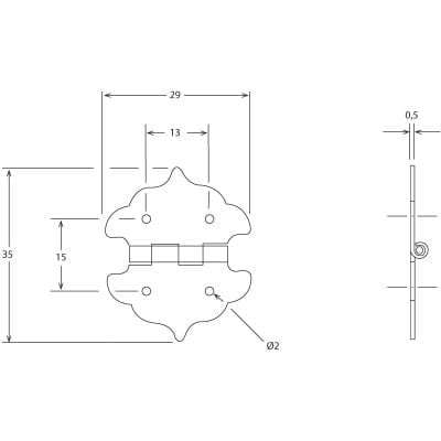 Pavillion Hinge Brass