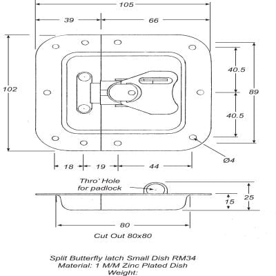 Mini Surface Butterfly Latch Zinc White