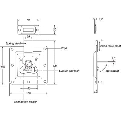 Butterfly Latch Zinc White Lockable