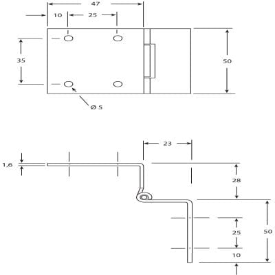 Double Lm Hinge Soccer Table hinge Zinc White