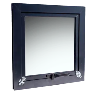 Aluminium window fitted with two toggle security locks